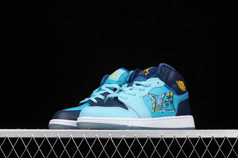 All categories Air Jordan Jordan series basketball shoes Air Jordan 1 Mid Air Jordan 1 Mid GS "FLY Blue" AJ1 Joe 1 Zhongbang "Ice Blue Mandarin Duck Oil Painting" BV7446-400
